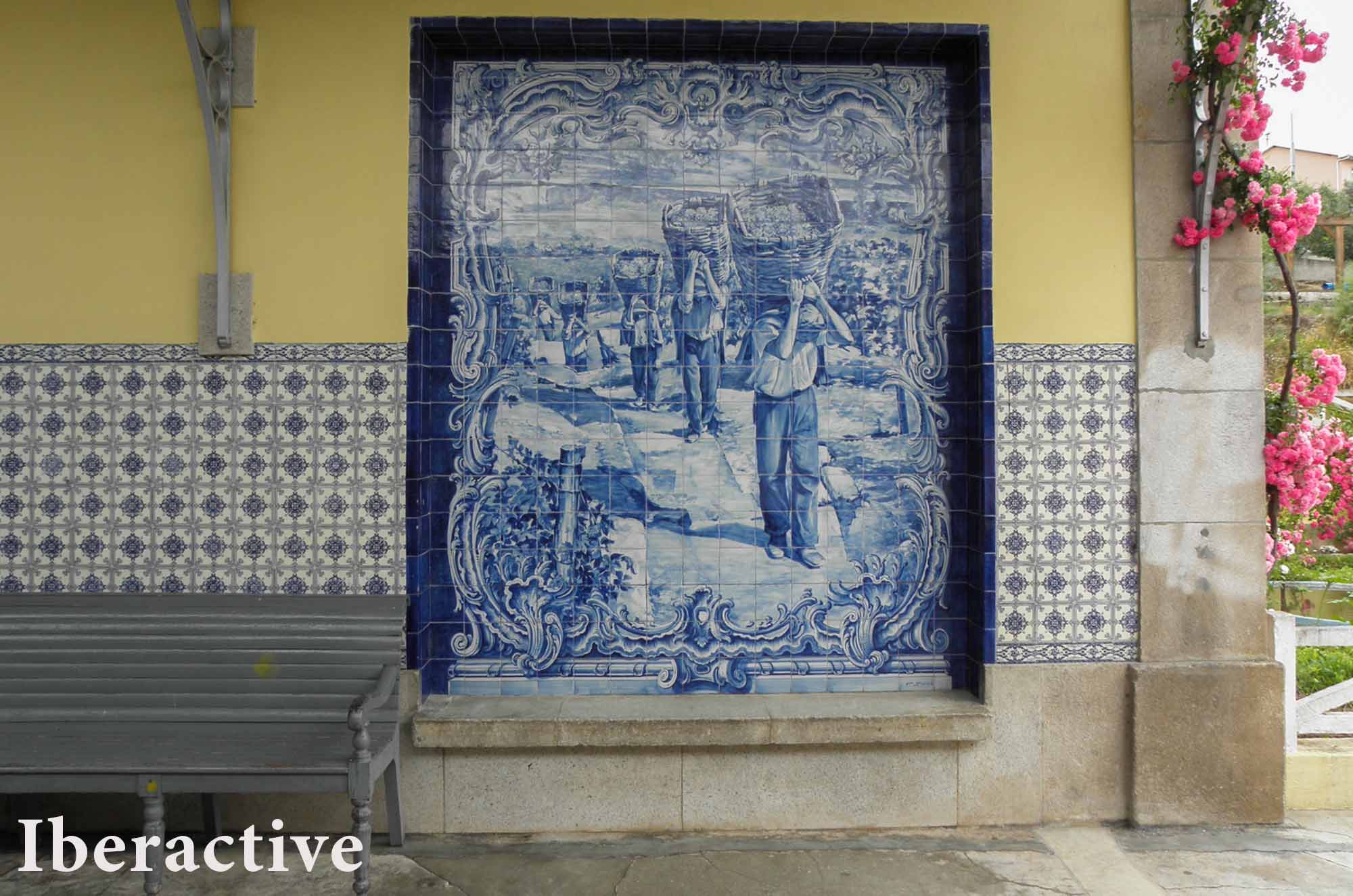 Hand painted tiles at Pocinho train station, Douro Valley, Portugal