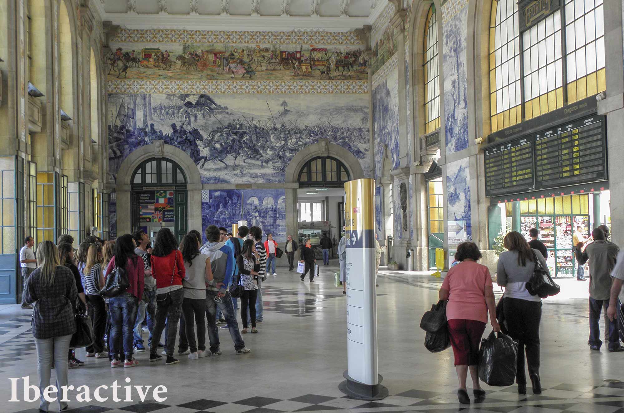 Hand painted tiles at São Bento train station, Porto, Portugal