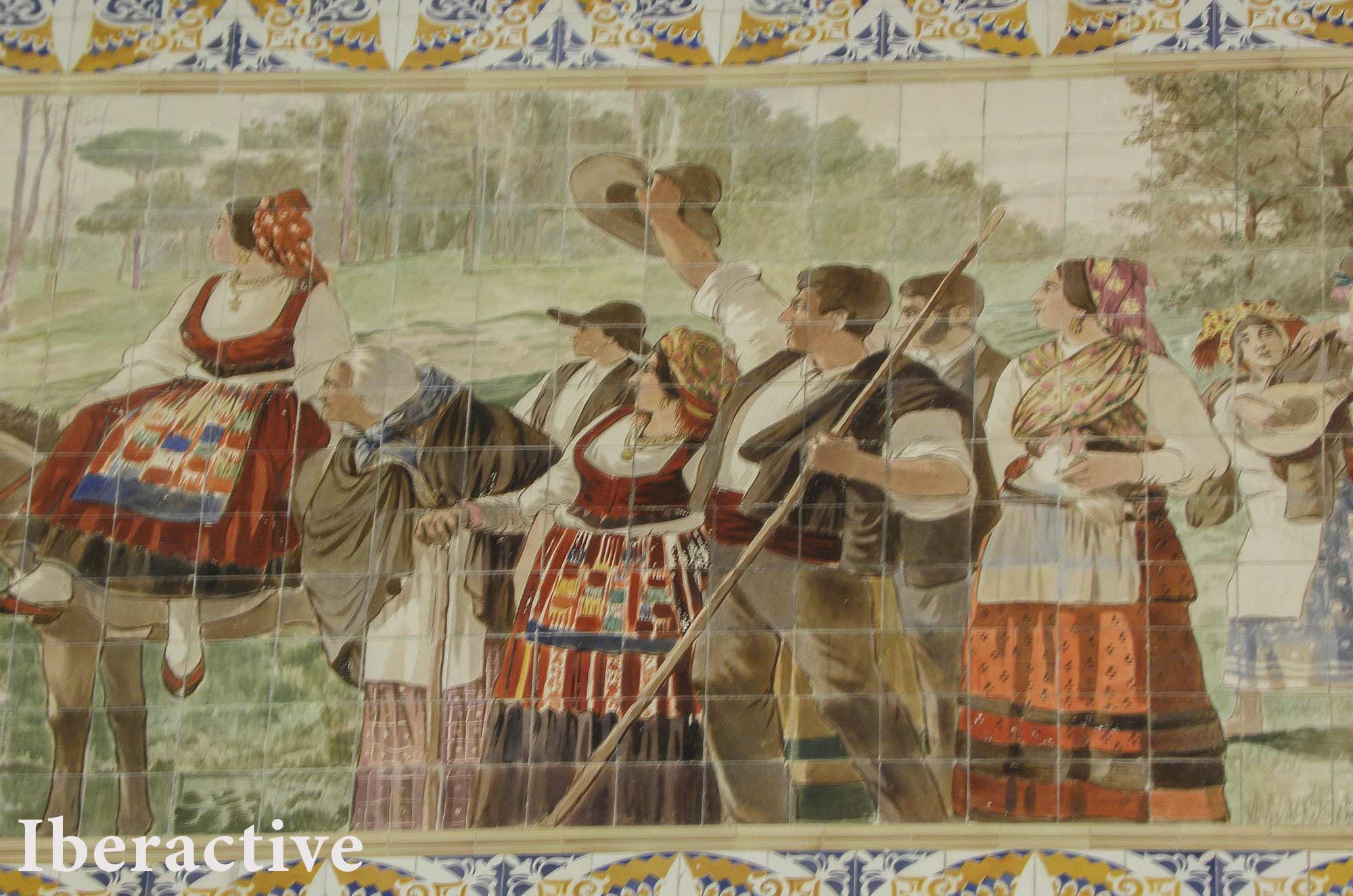 Hand painted tiles at São Bento train station, Porto, Portugal